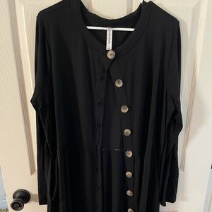 Zenana premium button up long sleeve black tunic